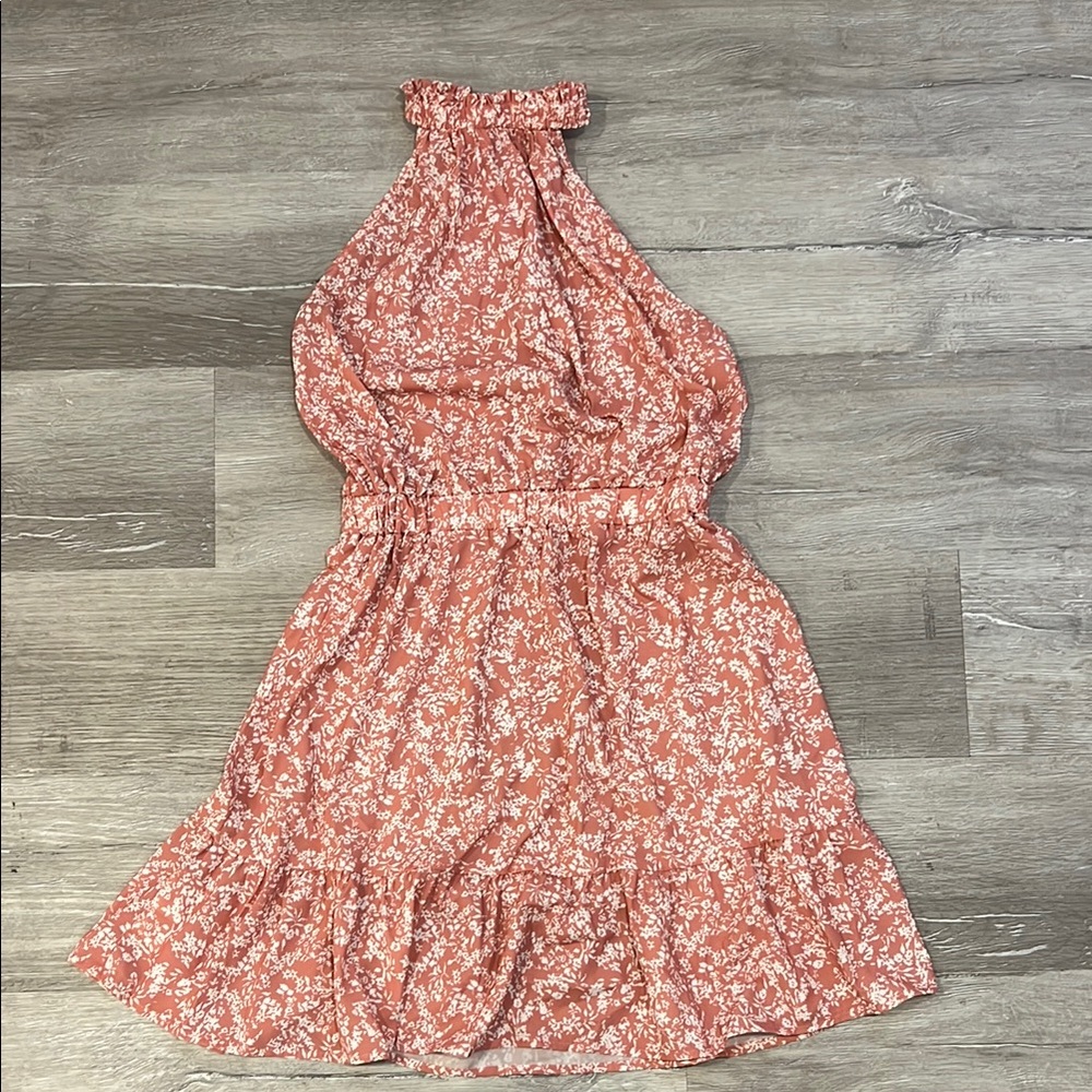 Amazon Backless Floral Dress in Coral